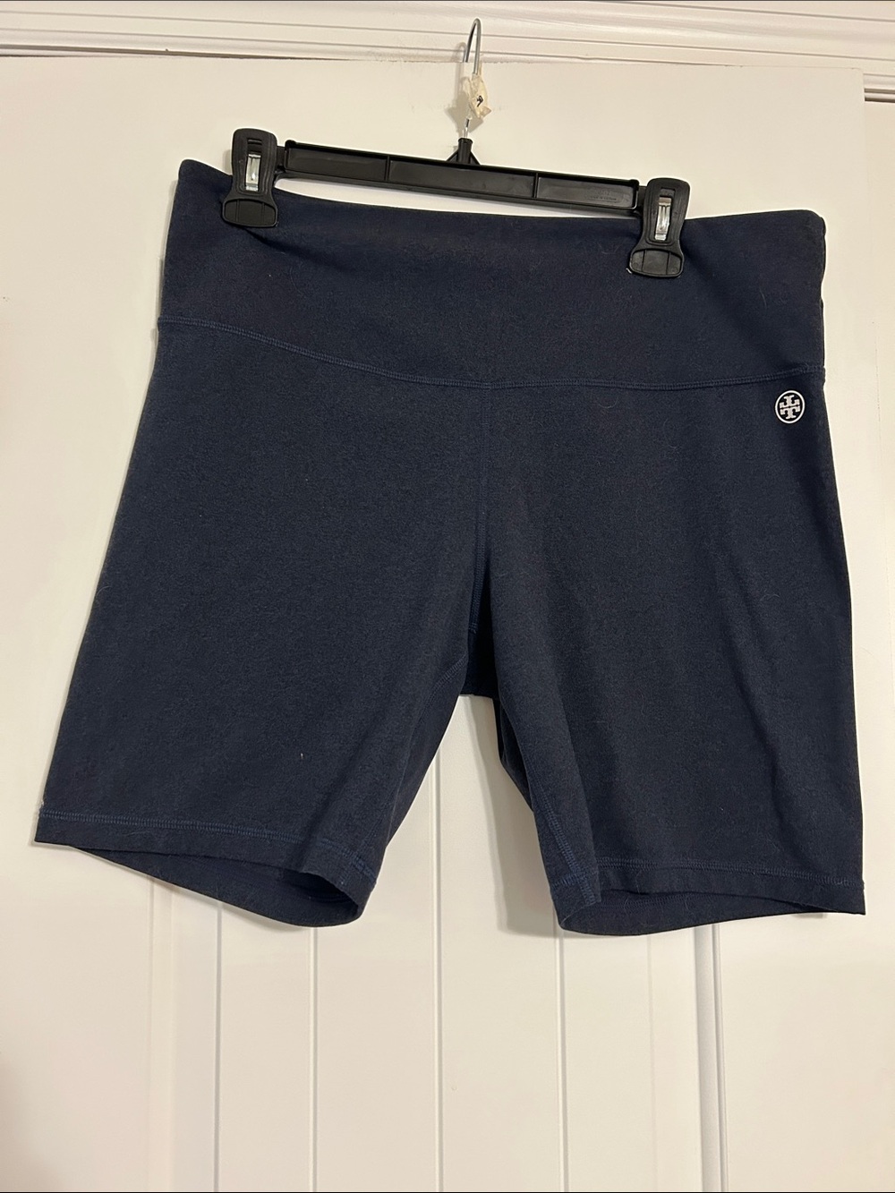 Tory Burch Navy Stretch High-Waist Bike Shorts